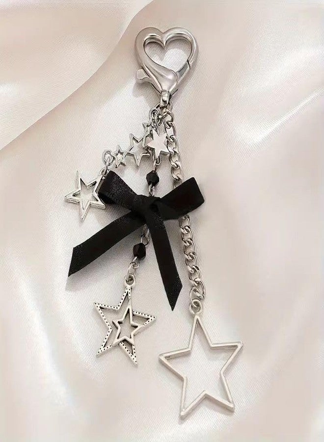 WELLRI Cute Y2K Star Keychain Bag Charm Black Bow Heart Kawaii Pendant Ita Bag Purse Decor Accessory Women Girls Gifts - Image 4